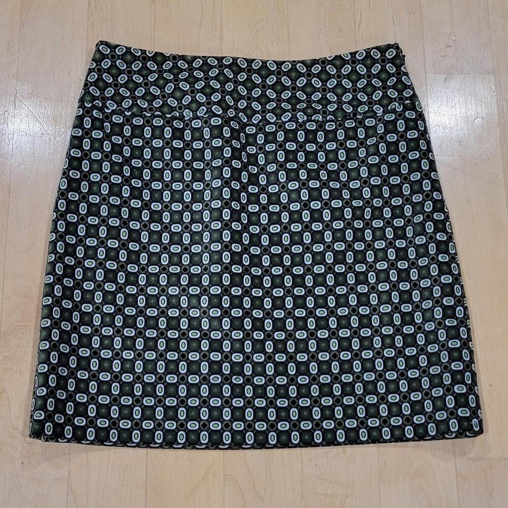 Etcetera Olive, Black and Lime Green Velveteen Mini Skirt Ladies Size 4